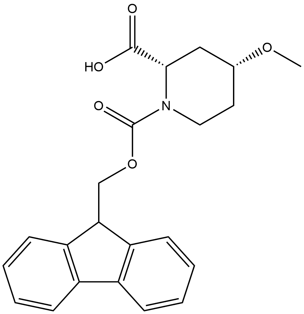 (2S,4R)-1-Fmoc-4-methoxypiperidine-2-carboxylic acid Struktur