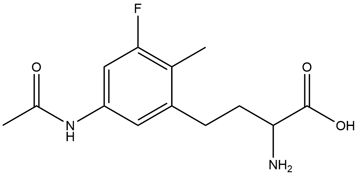 4-(5-acetamido-3-fluoro-2-methylphenyl)-2-aminobutanoic acid Struktur