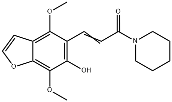 (2E)-3-(6-Hydroxy-4,7-dimethoxy-1-benzofuran-5-yl)-1-(piperidin-1-yl)prop-2-en-1-one Struktur