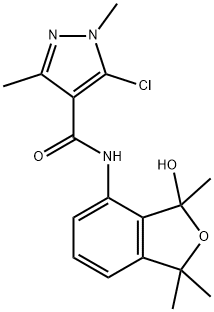 1H-Pyrazole-4-carboxamide, 5-chloro-N-(1,3-dihydro-3-hydroxy-1,1,3-trimethyl-4-isobenzofuranyl)-1,3-dimethyl- Struktur