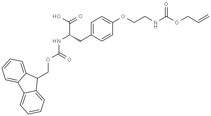 L-Tyrosine, N-[(9H-fluoren-9-ylmethoxy)carbonyl]-O-[2-[[(2-propen-1-yloxy)carbonyl]amino]ethyl]- Struktur