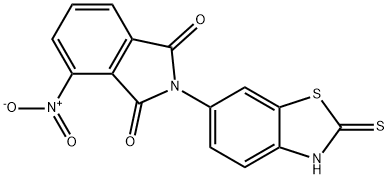 1H-Isoindole-1,3(2H)-dione, 2-(2,3-dihydro-2-thioxo-6-benzothiazolyl)-4-nitro- Struktur