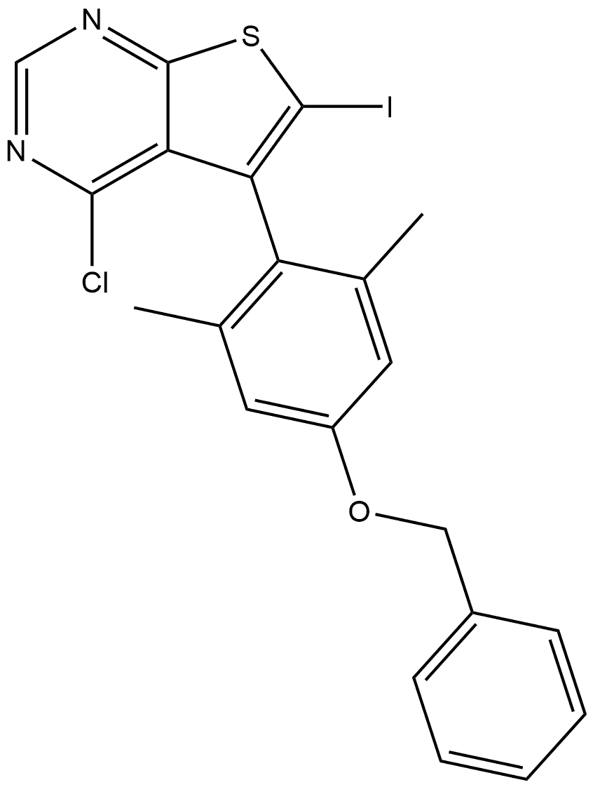 5-(4-(benzyloxy)-2,6-dimethylphenyl)-4-chloro-6-iodothieno[2,3-d]pyrimidine Struktur