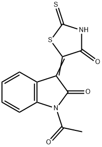 (5Z)-5-(1-acetyl-2-oxoindol-3-ylidene)-2-sulfanylidene-1,3-thiazolidin-4-one Struktur