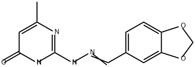 1,3-Benzodioxole-5-carboxaldehyde, 2-(1,6-dihydro-4-methyl-6-oxo-2-pyrimidinyl)hydrazone Struktur