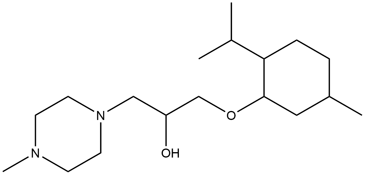 1-Piperazineethanol, 4-methyl-α-[[[5-methyl-2-(1-methylethyl)cyclohexyl]oxy]methyl]- Struktur