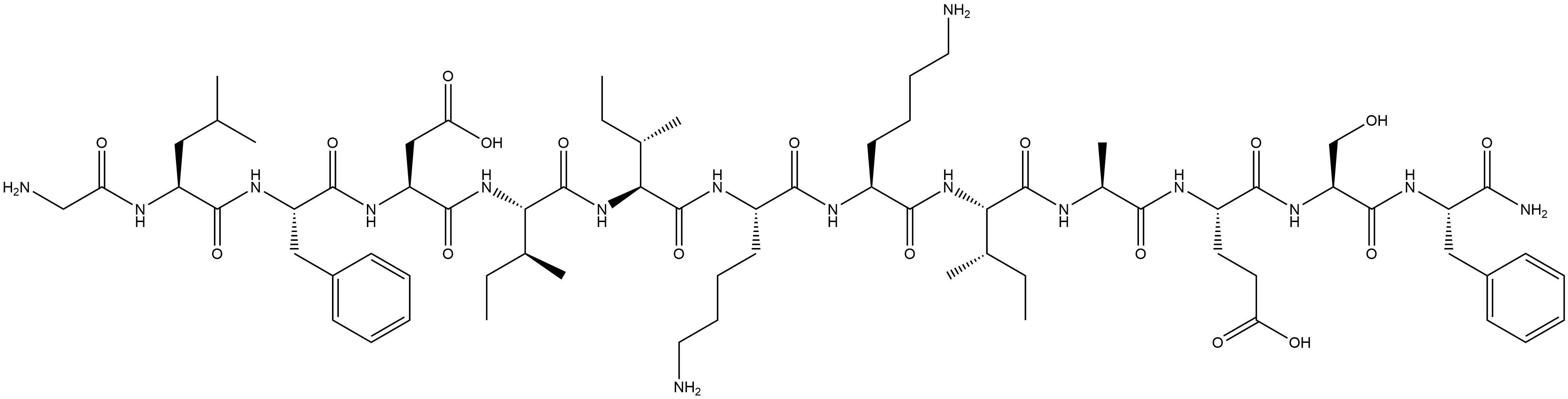 L-Phenylalaninamide, glycyl-L-leucyl-L-phenylalanyl-L-α-aspartyl-L-isoleucyl-L-isoleucyl-L-lysyl-L-lysyl-L-isoleucyl-L-alanyl-L-α-glutamyl-L-seryl- Struktur