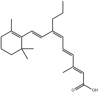 2,4,6-Decatrienoic acid, 3-methyl-7-[(1E)-2-(2,6,6-trimethyl-1-cyclohexen-1-yl)ethenyl]-, (2E,4E,6Z)- Struktur