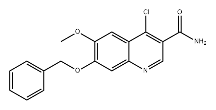 3-Quinolinecarboxamide, 4-chloro-6-methoxy-7-(phenylmethoxy)- Struktur