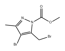 1H-Pyrazole-1-carboxylic acid, 4-bromo-5-(bromomethyl)-3-methyl-, methyl ester Struktur