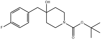 tert-butyl 4-(4-fluorobenzyl)-4-hydroxypiperidine-1-carboxylate Struktur