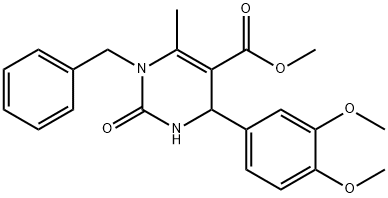 5-Pyrimidinecarboxylic acid, 4-(3,4-dimethoxyphenyl)-1,2,3,4-tetrahydro-6-methyl-2-oxo-1-(phenylmethyl)-, methyl ester Struktur