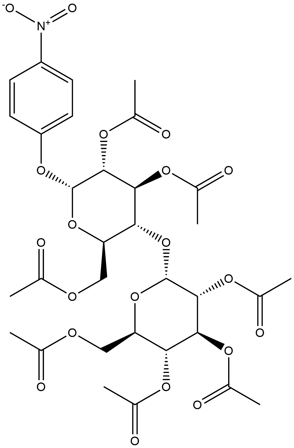 α-D-Glucopyranoside, 4-nitrophenyl 4-O-(2,3,4,6-tetra-O-acetyl-α-D-glucopyranosyl)-, 2,3,6-triacetate Struktur