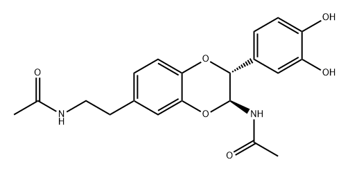 Acetamide, N-[2-[(2R,3S)-3-(acetylamino)-2-(3,4-dihydroxyphenyl)-2,3-dihydro-1,4-benzodioxin-6-yl]ethyl]- Struktur