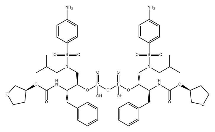 5,7,9-Trioxa-2,12-diaza-6,8-diphosphatridecanedioic acid, 4,10-bis[[[(4-aminophenyl)sulfonyl](2-methylpropyl)amino]methyl]-6,8-dihydroxy-3,11-bis(phenylmethyl)-, bis[(3S)-tetrahydro-3-furanyl] ester, 6,8-dioxide, (3S,4R,10R,11S)- (9CI) Struktur