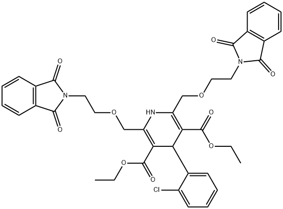 3,5-Pyridinedicarboxylic acid, 4-(2-chlorophenyl)-2,6-bis[[2-(1,3-dihydro-1,3-dioxo-2H-isoindol-2-yl)ethoxy]methyl]-1,4-dihydro-, 3,5-diethyl ester Struktur