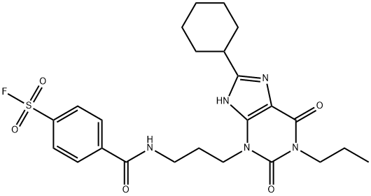 Benzenesulfonyl fluoride, 4-[[[3-(8-cyclohexyl-1,2,6,9-tetrahydro-2,6-dioxo-1-propyl-3H-purin-3-yl)propyl]amino]carbonyl]- Struktur