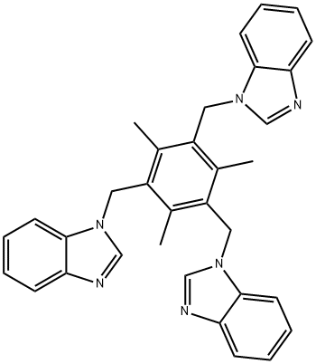 1H-Benzimidazole, 1,1',1''-[(2,4,6-trimethyl-1,3,5-benzenetriyl)tris(methylene)]tris- Struktur