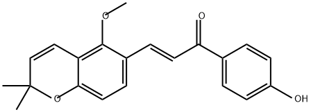 2-Propen-1-one, 1-(4-hydroxyphenyl)-3-(5-methoxy-2,2-dimethyl-2H-1-benzopyran-6-yl)-, (2E)- Struktur