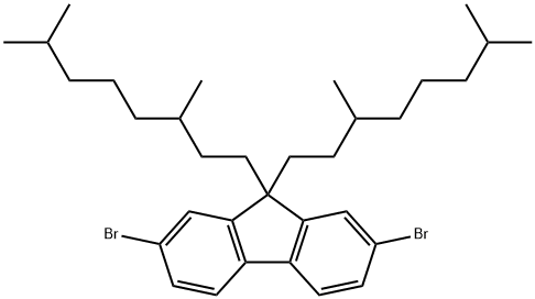 9,9-bis-(3,7-dimethyloctyl)-2,7-dibromofluorene Struktur