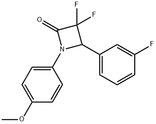 3,3-difluoro-4-(3-fluorophenyl)-1-(4-methoxyphenyl)-2-azetidinone Struktur