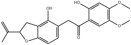 Ethanone, 2-[2,3-dihydro-4-hydroxy-2-(1-methylethenyl)-5-benzofuranyl]-1-(2-hydroxy-4,5-dimethoxyphenyl)- (9CI) Struktur