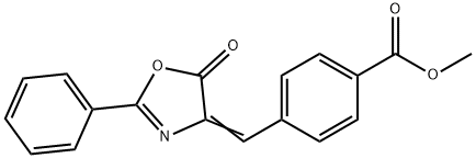 Benzoic acid, 4-[(5-oxo-2-phenyl-4(5H)-oxazolylidene)methyl]-, methyl ester Struktur