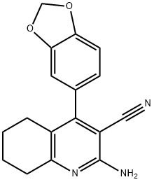 3-Quinolinecarbonitrile, 2-amino-4-(1,3-benzodioxol-5-yl)-5,6,7,8-tetrahydro- Struktur