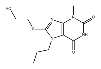 1H-Purine-2,6-dione, 3,7-dihydro-8-[(2-hydroxyethyl)thio]-3-methyl-7-propyl- Struktur