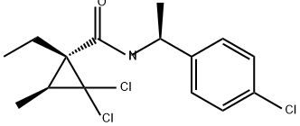 Cyclopropanecarboxamide, 2,2-dichloro-N-[(1S)-1-(4-chlorophenyl)ethyl]-1-ethyl-3-methyl-, (1R,3S)- Struktur