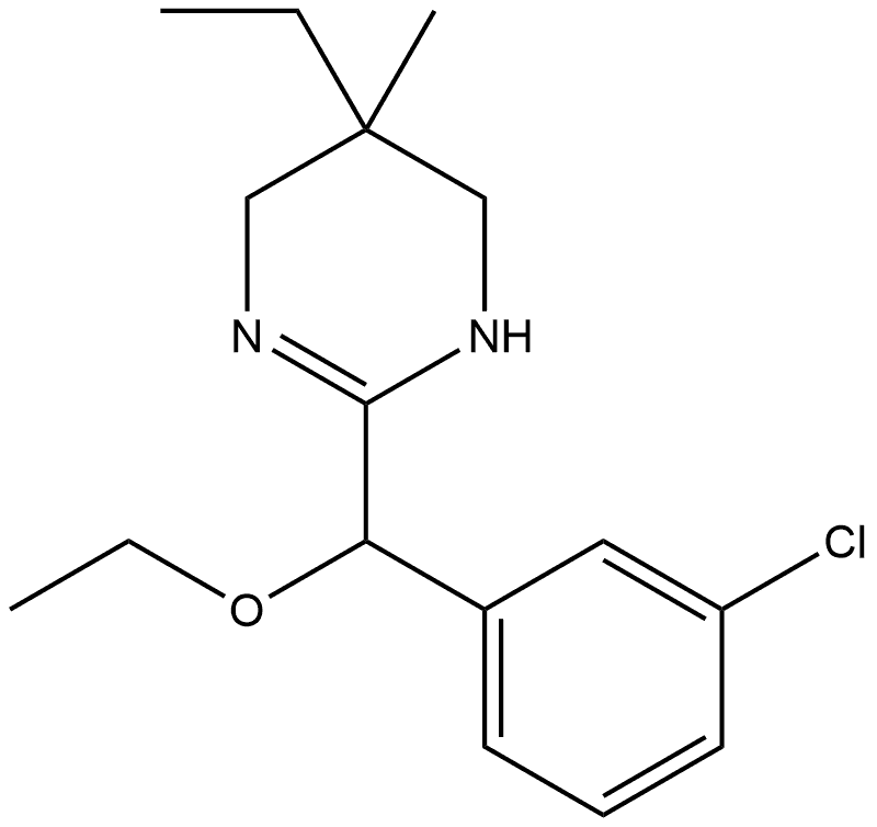 3,4,5,6-Tetrahydro-2-(4-chloro-α-ethoxybenzyl)-5-ethyl-5-methylpyrimidine Struktur