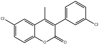 2H-1-Benzopyran-2-one, 6-chloro-3-(3-chlorophenyl)-4-methyl- Struktur