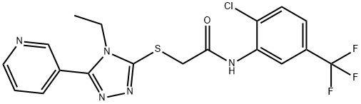 Acetamide, N-[2-chloro-5-(trifluoromethyl)phenyl]-2-[[4-ethyl-5-(3-pyridinyl)-4H-1,2,4-triazol-3-yl]thio]- Struktur