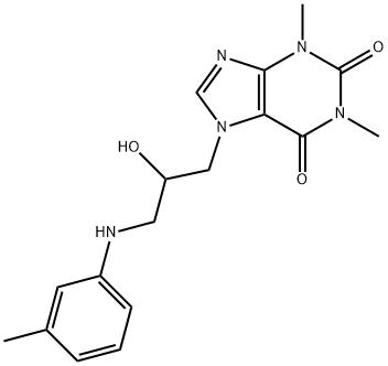 1H-Purine-2,6-dione, 3,7-dihydro-7-[2-hydroxy-3-[(3-methylphenyl)amino]propyl]-1,3-dimethyl- Struktur