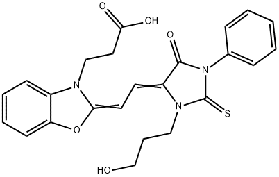 3-[2-[2-[3-(3-Hydroxypropyl)-1-phenyl-2-thiohydantoin-4-ylidene]ethylidene]-3(2H)-benzoxazoly]propionic acid Struktur