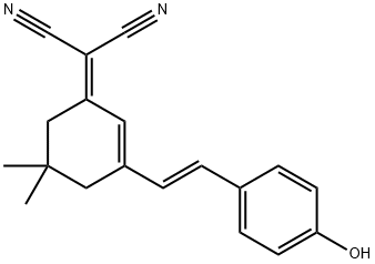 (E)-2-(3-(4-Hydroxystyryl)-5,5-methylcyclohex-2-enylidene)malononitrile Struktur