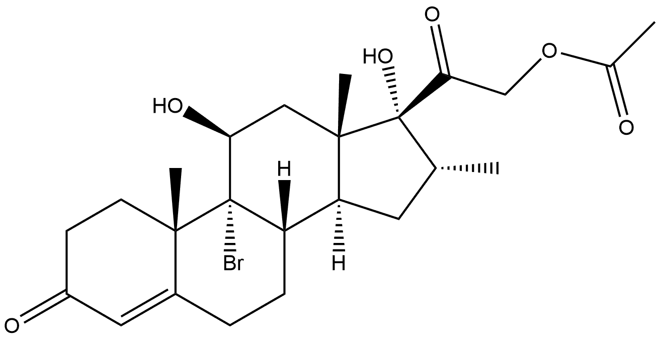 Pregn-4-ene-3,20-dione, 21-(acetyloxy)-9-bromo-11,17-dihydroxy-16-methyl-, (11β,16α)- Struktur