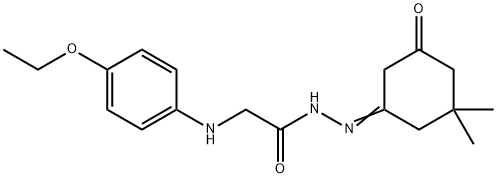 N'-(3,3-dimethyl-5-oxocyclohexylidene)-2-[(4-ethoxyphenyl)amino]acetohydrazide (non-preferred name) Struktur