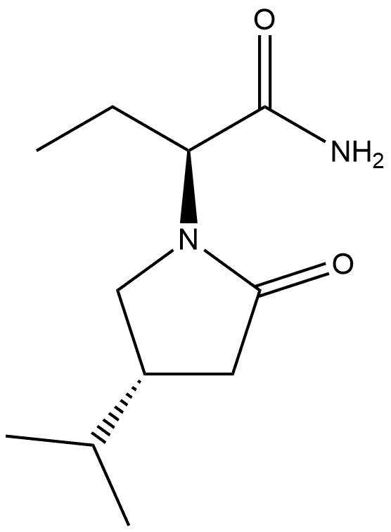 1-Pyrrolidineacetamide, α-ethyl-4-(1-methylethyl)-2-oxo-, (αS,4R)- Struktur