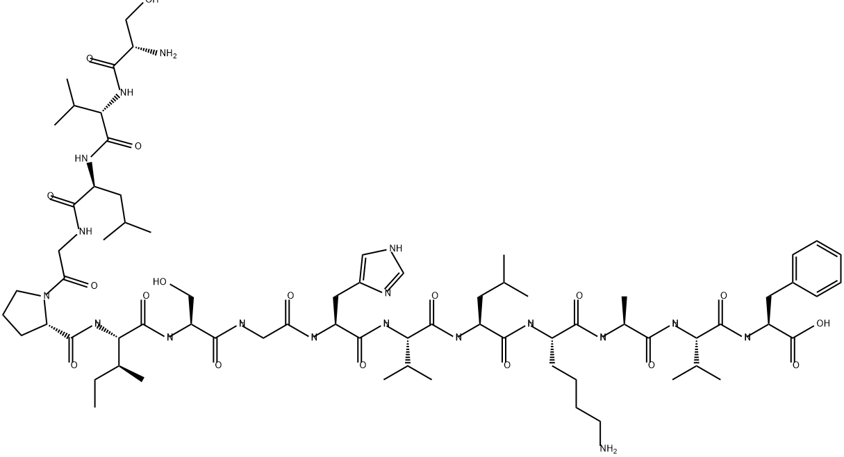 L-Phenylalanine, L-seryl-L-valyl-L-leucylglycyl-L-prolyl-L-isoleucyl-L-serylglycyl-L-histidyl-L-valyl-L-leucyl-L-lysyl-L-alanyl-L-valyl- Struktur