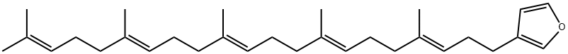 3-[(3E,7E,11E,15E)-4,8,12,16,20-Pentamethyl-3,7,11,15,19-henicosapentenyl]furan Struktur