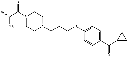 1-Propanone, 2-amino-1-[4-[3-[4-(cyclopropylcarbonyl)phenoxy]propyl]-1-piperazinyl]-, (2R)- Struktur