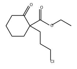 Cyclohexanecarboxylic acid, 1-(3-chloropropyl)-2-oxo-, ethyl ester Struktur