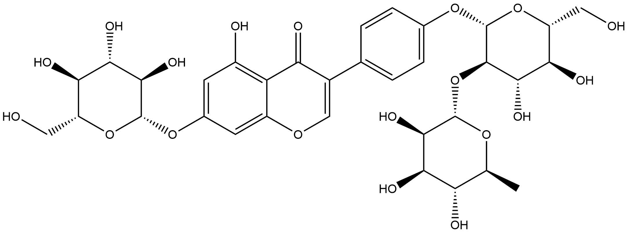 Genistein 7-O-β-D-glucopyranoside-4'-O-[α-L-rhamnopyranosyl-(1→2)-β-D-glucopyranoside] Struktur