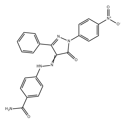 Benzamide, 4-[2-[1,5-dihydro-1-(4-nitrophenyl)-5-oxo-3-phenyl-4H-pyrazol-4-ylidene]hydrazinyl]- Struktur