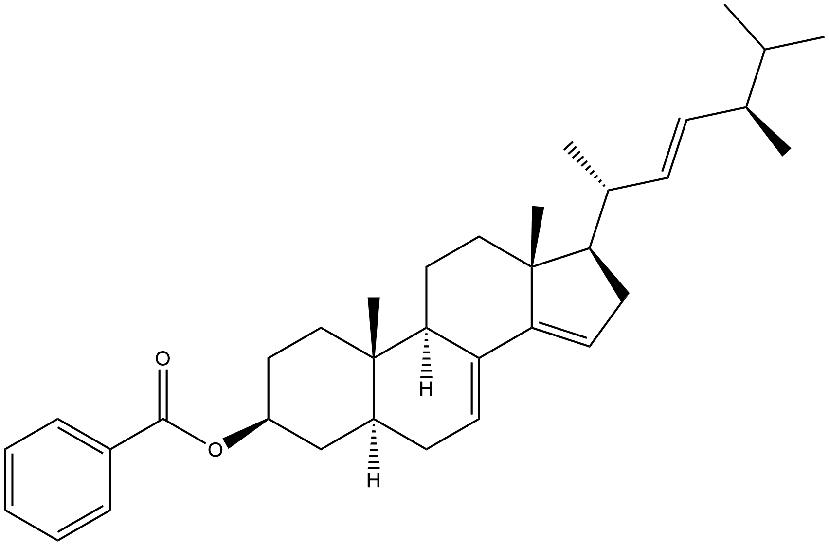 Ergosta-7,14,22-trien-3-ol, benzoate, (3β,5α,22E)- (9CI) Struktur