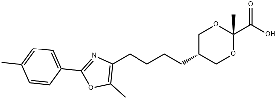 1,3-Dioxane-2-carboxylic acid, 2-methyl-5-[4-[5-methyl-2-(4-methylphenyl)-4-oxazolyl]butyl]-, cis- Structure