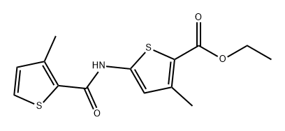 2-Thiophenecarboxylic acid, 3-methyl-5-[[(3-methyl-2-thienyl)carbonyl]amino]-, ethyl ester Struktur