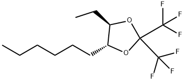 rel-(4R*,5R*)-2,2-Bis(trifluoromethyl)-4-ethyl-5-hexyl-1,3-dioxolane Struktur