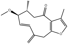 Cyclodeca[b]furan-4(5H)-one, 6,7,10,11-tetrahydro-7-methoxy-3,6-dimethyl-10-methylene-, (6R,7S,8E)- Structure